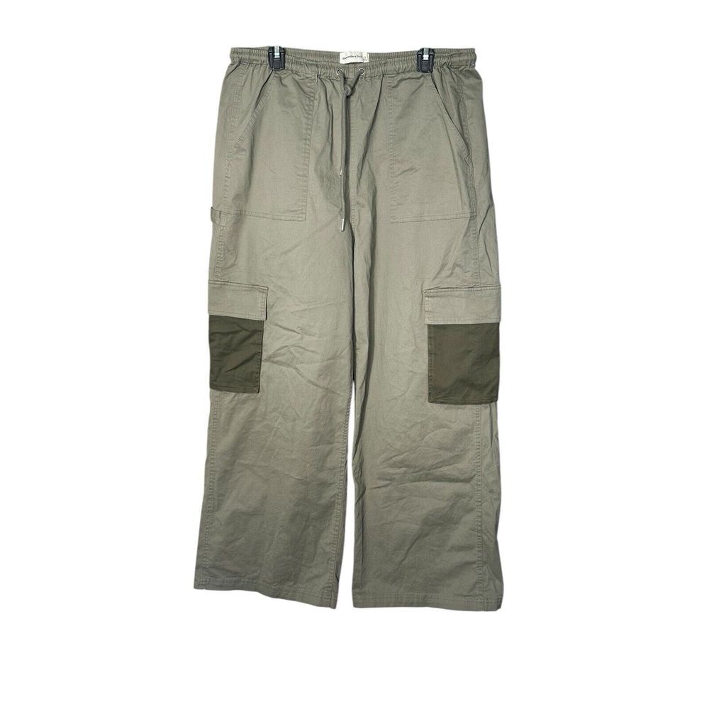 Abercrombie Fitch Large‎ Vol 28 Utility Wide Leg Cargo Pants Army Green #ST1-5 - Picture 2 of 11